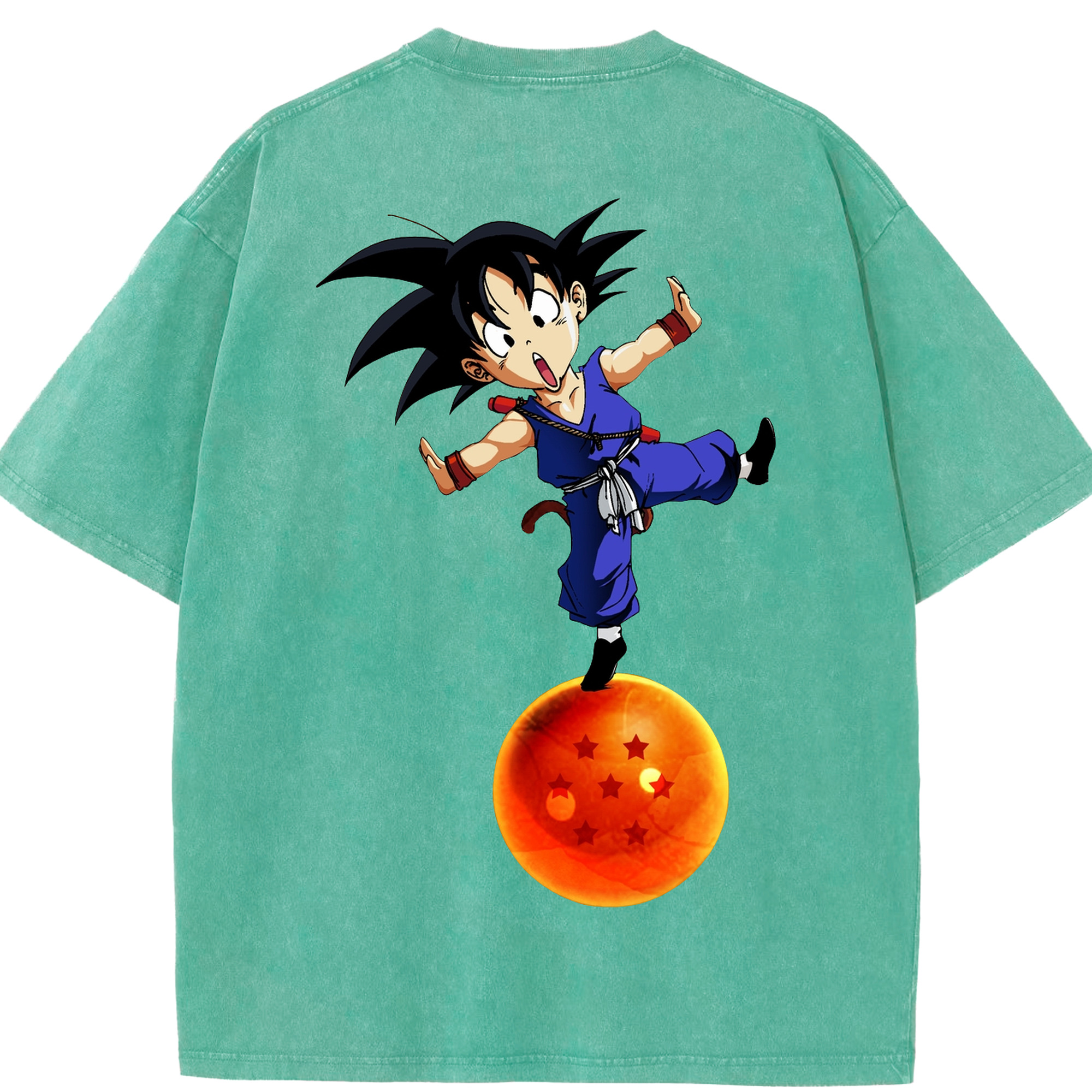 （画像用） ドラゴンボール 孫悟空（そん ごくう）Son Goku カカロット DRAGON BALL Kakarotto 綿100% ヴィンテージ風 半袖Tシャツ（背面プリント）